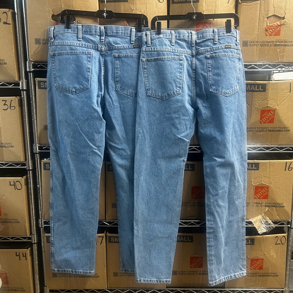 Rustler Men's 34x32 Straight Leg Light Wash Blue Denim Jeans Bundle of 2 - Picture 7 of 11